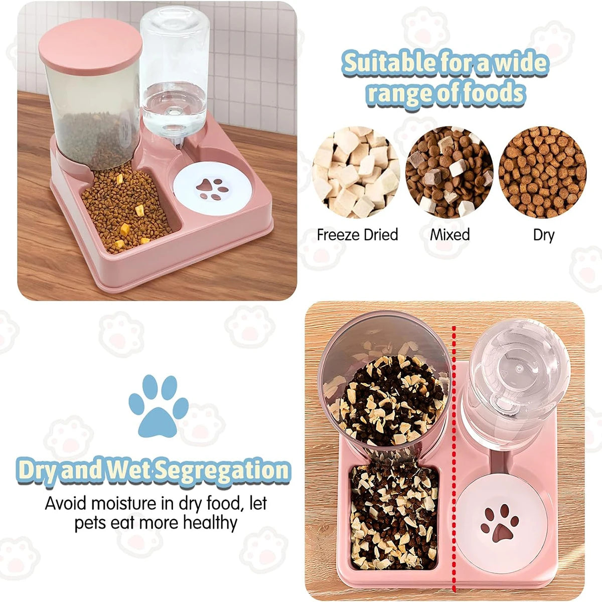 ✨ AutoFeast 2-in-1 Pet Feeder – Gravity Food & Water Dispenser for Cats & Dogs Mary's For You