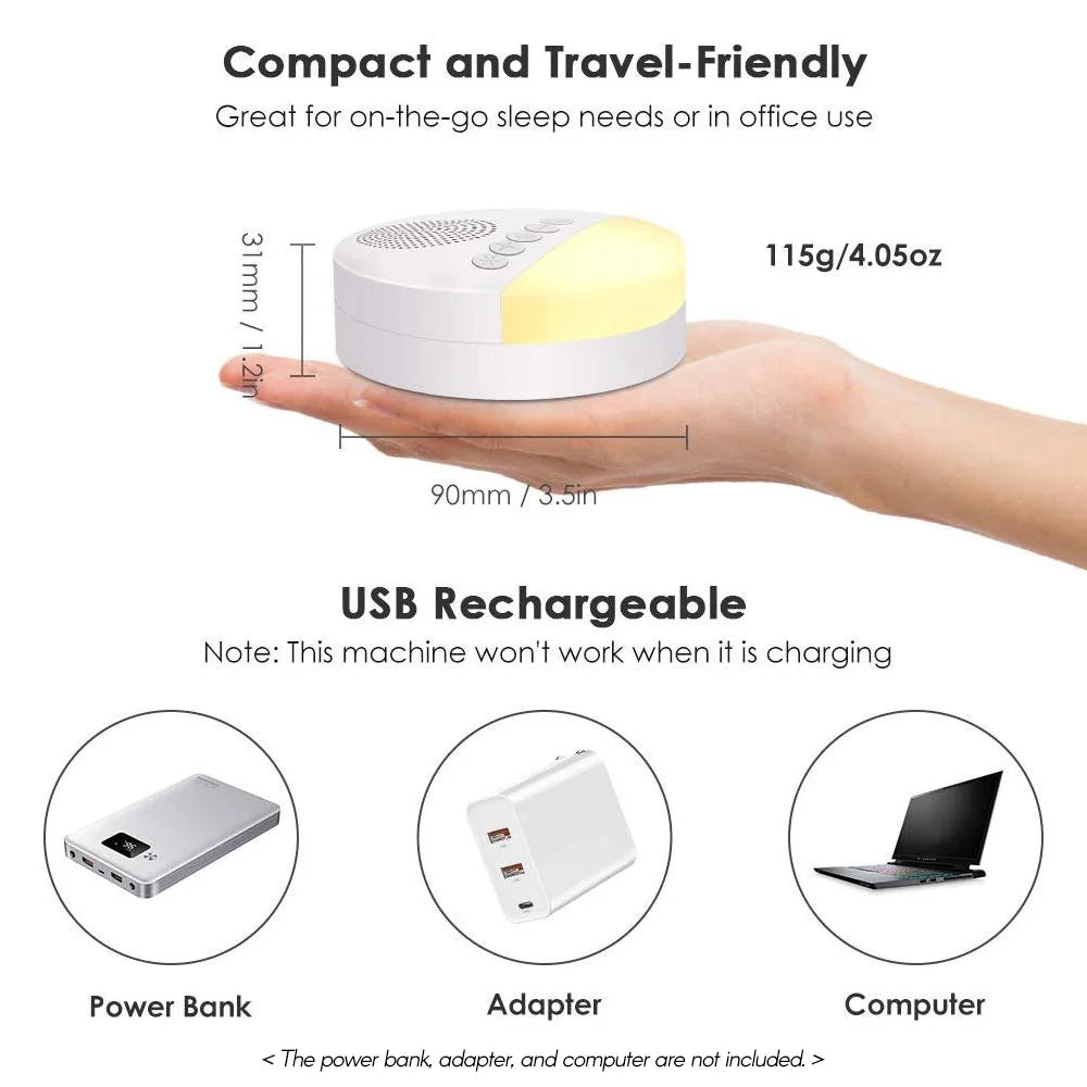 ✨ Baby White Noise Machine – USB Rechargeable Sleep Soother with Night Light & Timer Mary's For You