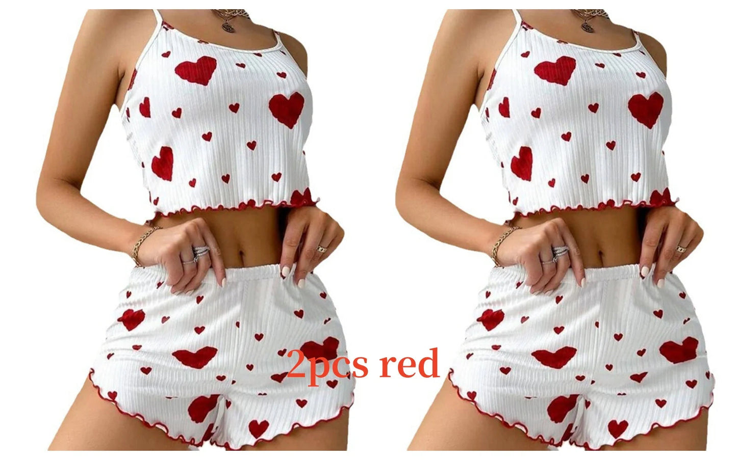 Women's Pajamas Set Sleepwear 2 PCS Short Tank Tops And Shorts S M L White Ventilate Soft Casual Love Printing Mary's For You