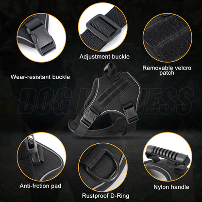 Tactical Dog Harness Pet Doberman Pinscher Pet Training Vest Dog Harness for Small Medium Large Dogs Explosion Proof Mary's For You