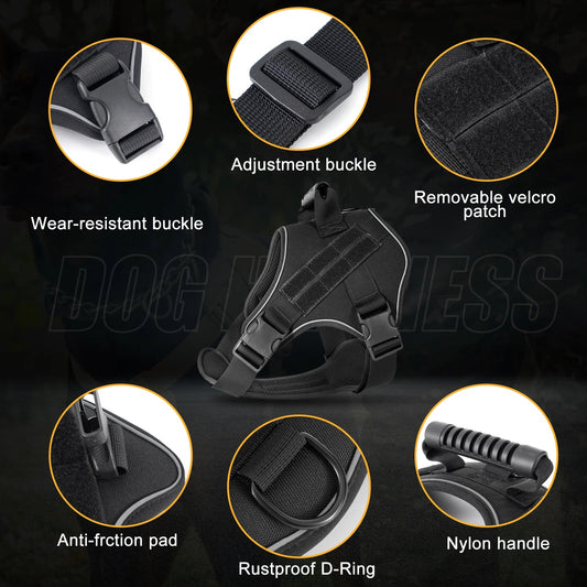 Tactical Dog Harness Pet Doberman Pinscher Pet Training Vest Dog Harness for Small Medium Large Dogs Explosion Proof Mary's For You