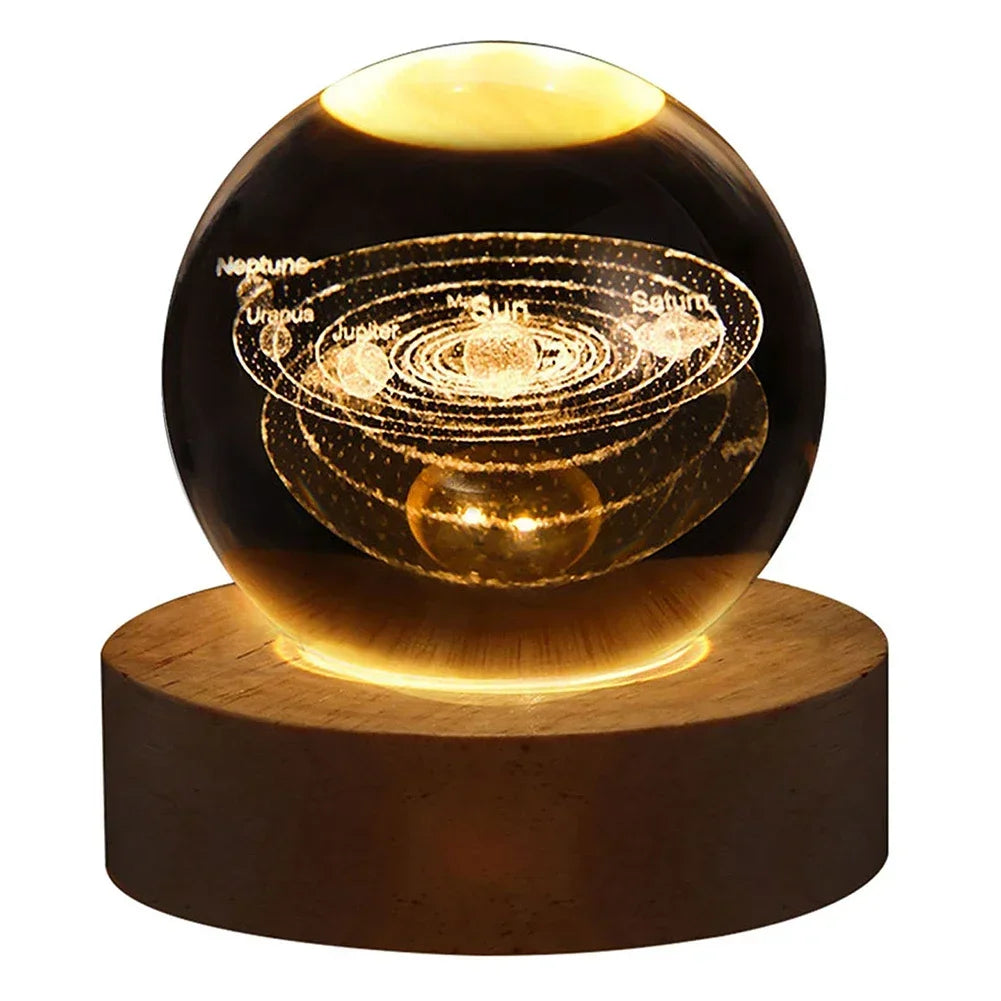 ✨ 3D Galaxy Crystal Lamp 🌌 USB Night Light with Planet Projections Mary's For You