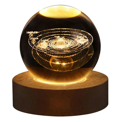✨ 3D Galaxy Crystal Lamp 🌌 USB Night Light with Planet Projections Mary's For You