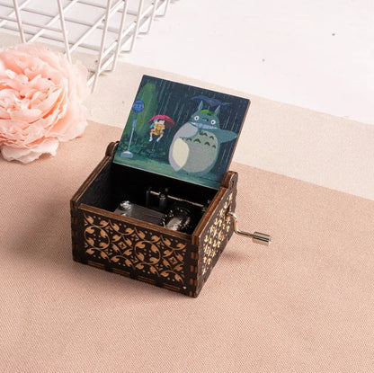 ✨ Totoro Wooden Music Box 🎵 Hand-Cranked Gift with Painted Charm Mary's For You