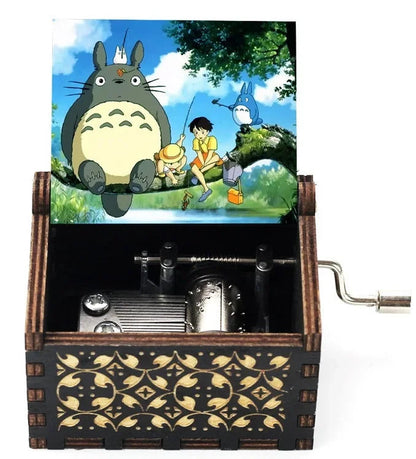 ✨ Totoro Wooden Music Box 🎵 Hand-Cranked Gift with Painted Charm Mary's For You