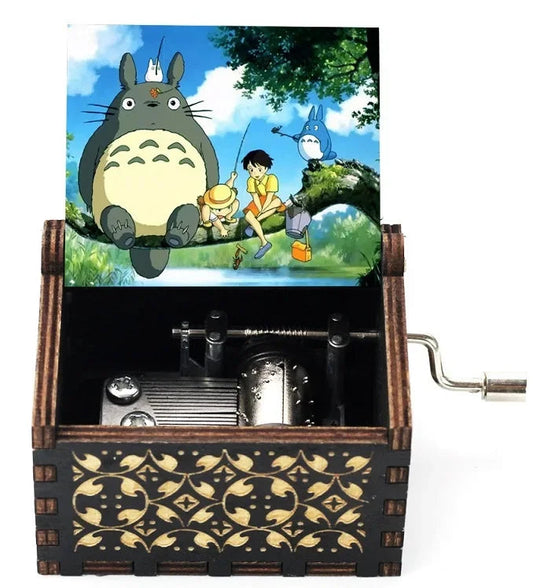 ✨ Totoro Wooden Music Box 🎵 Hand-Cranked Gift with Painted Charm Mary's For You