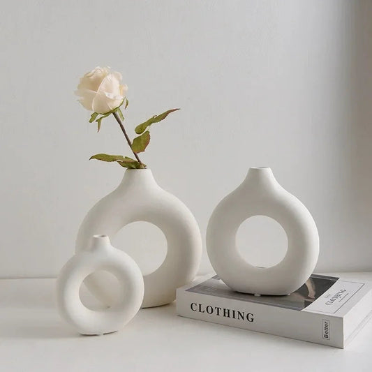 💫🌸 Donut Bloom Vase - Modern Circle Charm for Home Decor Mary's For You