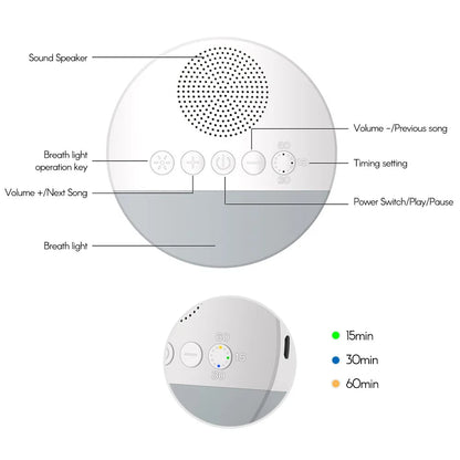 ✨ Baby White Noise Machine – USB Rechargeable Sleep Soother with Night Light & Timer Mary's For You