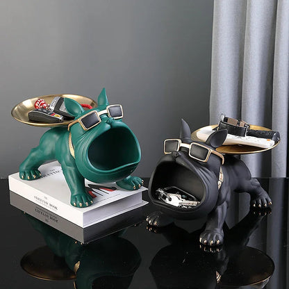 💎 Bulldog Resin Statue – Elegant Dog Sculpture & Storage Tray Mary's For You