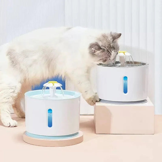 Cat water fountain Full-automatic circulating water Popular flower drinking device LED red and blue induction lamp Mary's For You