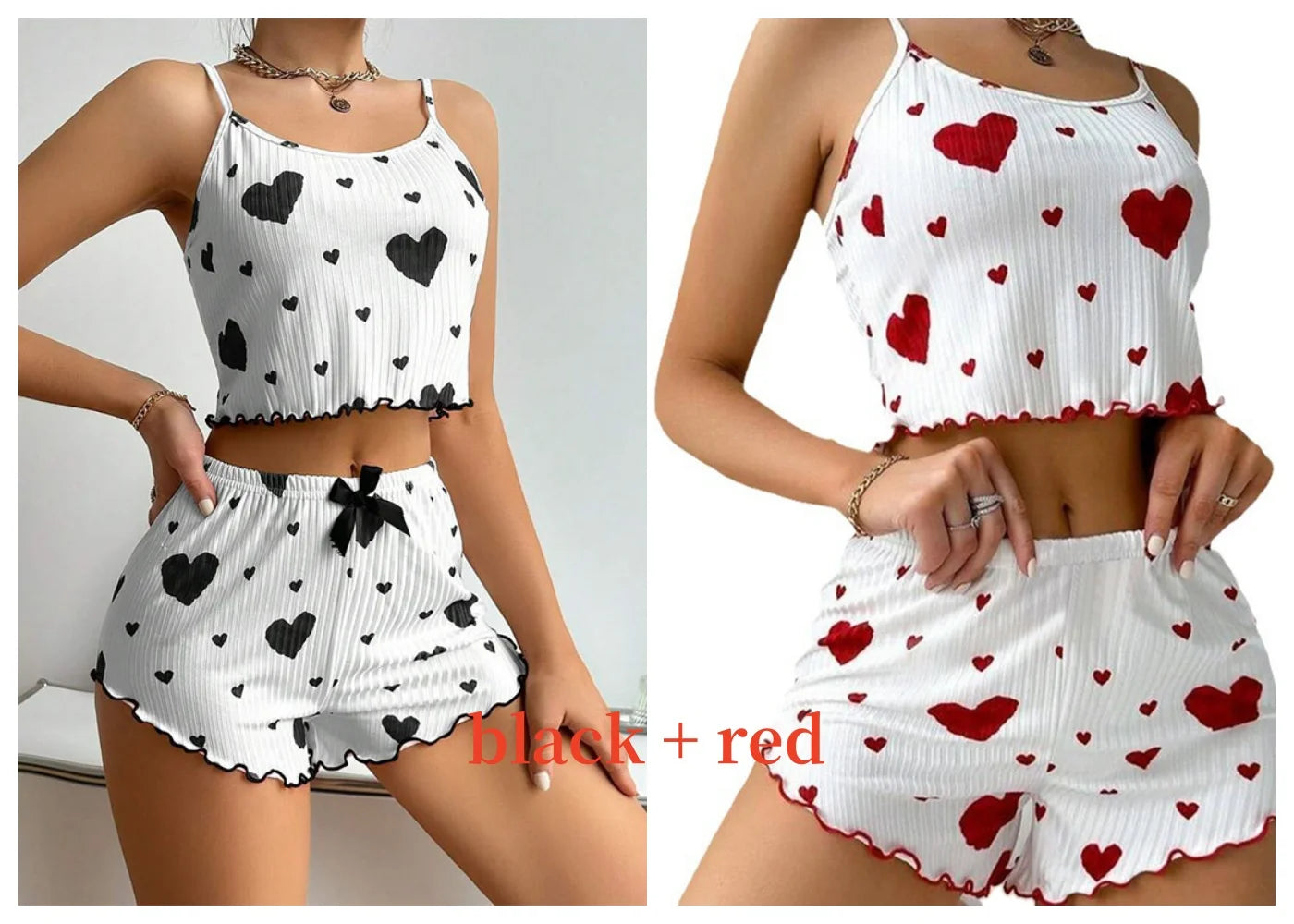 Women's Pajamas Set Sleepwear 2 PCS Short Tank Tops And Shorts S M L White Ventilate Soft Casual Love Printing Mary's For You
