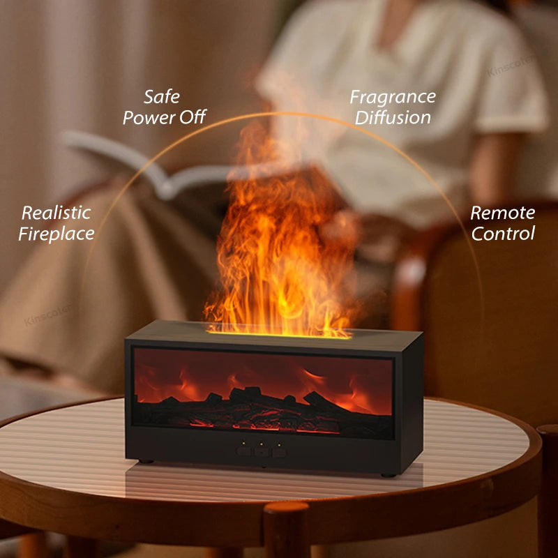 🔥 Creative Flame Aroma Diffuser – 150ml Ultrasonic Humidifier with Remote & LED Fireplace Effect 🔥 Mary's For You
