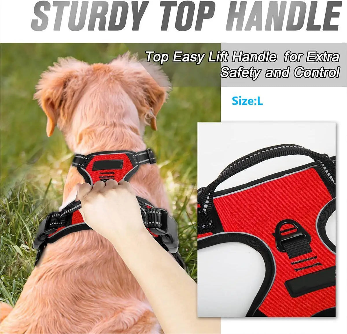 No Pull Dog Harness Front Clip Heavy Duty Reflective Easy Control Handle for Large Dog Walking Mary's For You
