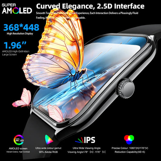 🔥💎 Ultra Thin Smartwatch 1.96" AMOLED 🕒✨ HD Display | Call Reminder for Huawei 💫 Mary's For You