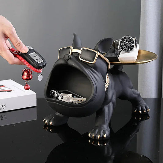 💎 Bulldog Resin Statue – Elegant Dog Sculpture & Storage Tray Mary's For You