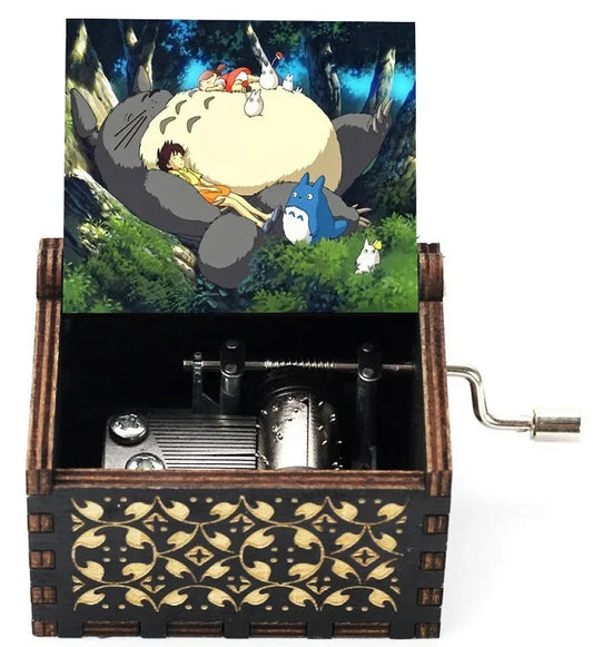 ✨ Totoro Wooden Music Box 🎵 Hand-Cranked Gift with Painted Charm Mary's For You