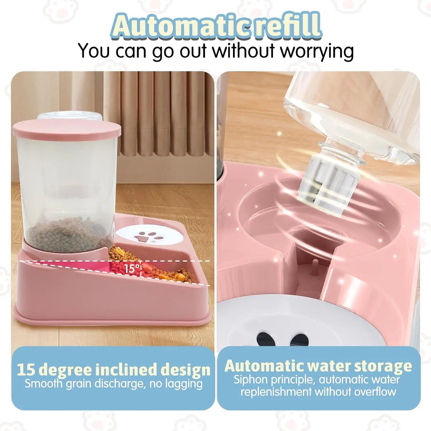 ✨ AutoFeast 2-in-1 Pet Feeder – Gravity Food & Water Dispenser for Cats & Dogs Mary's For You