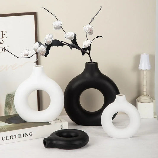 💫🌸 Donut Bloom Vase - Modern Circle Charm for Home Decor Mary's For You