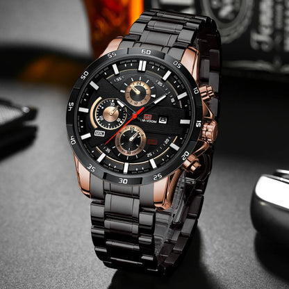 Top Men Watch Sports Style 46mm Large Leather Racing Style Casual Fashion Original Black Rose Gold Calendar Quartz Watch Relogio Mary's For You