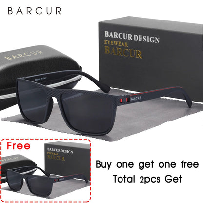 BARCUR Design TR90 Sunglasses Men Polarized Light Weight Sports Sun Glasses Women Eyewear Accessory Oculos UVAB Protection Mary's For You