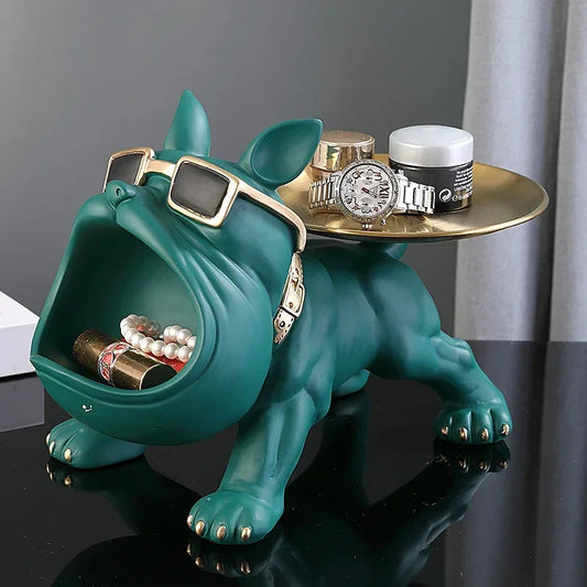 💎 Bulldog Resin Statue – Elegant Dog Sculpture & Storage Tray Mary's For You