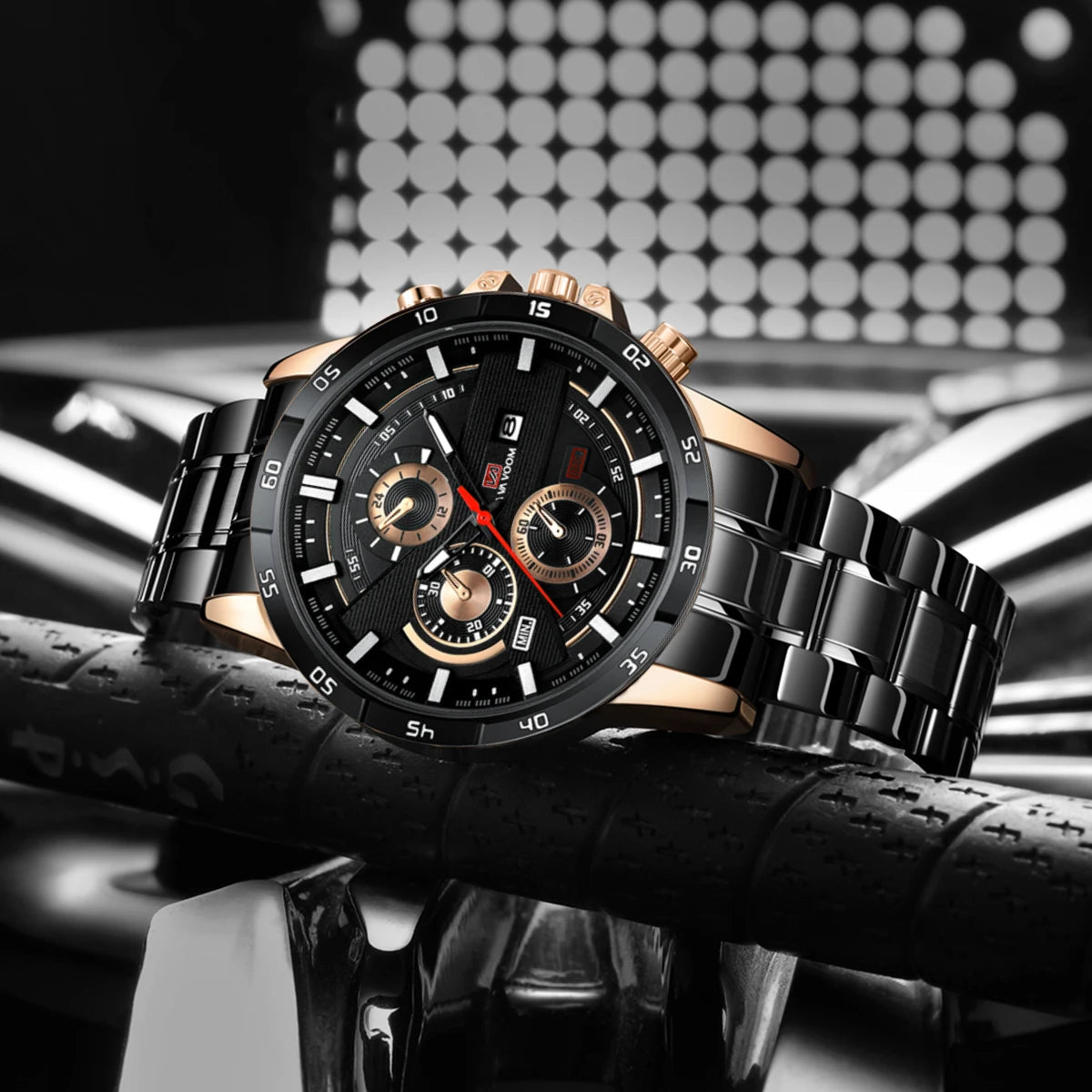 Top Men Watch Sports Style 46mm Large Leather Racing Style Casual Fashion Original Black Rose Gold Calendar Quartz Watch Relogio Mary's For You