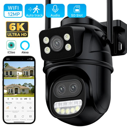 💎 6K Dual Lens PTZ Cam 12MP CCTV with 8X Zoom & Dual View 💫 Mary's For You