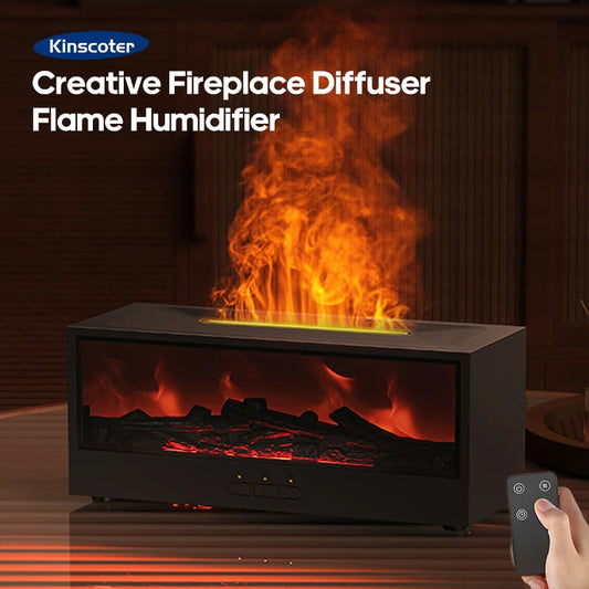 🔥 Creative Flame Aroma Diffuser – 150ml Ultrasonic Humidifier with Remote & LED Fireplace Effect 🔥 Mary's For You