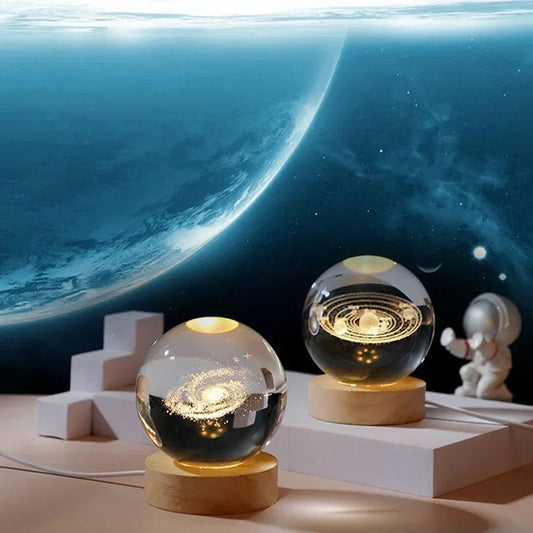 ✨ 3D Galaxy Crystal Lamp 🌌 USB Night Light with Planet Projections Mary's For You