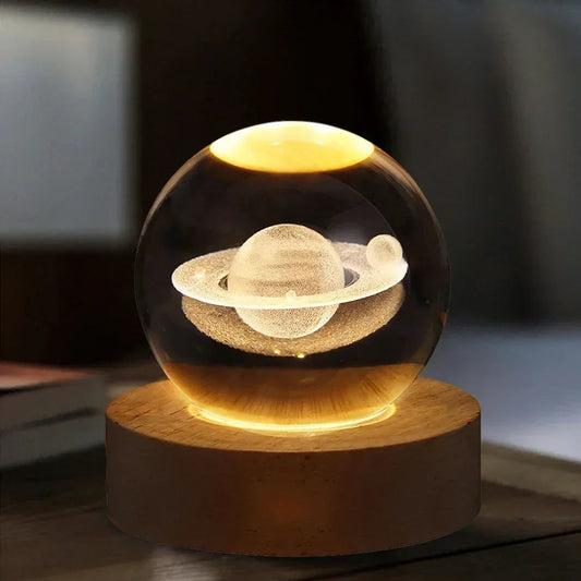 ✨ 3D Galaxy Crystal Lamp 🌌 USB Night Light with Planet Projections Mary's For You