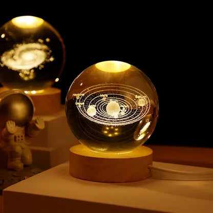 ✨ 3D Galaxy Crystal Lamp 🌌 USB Night Light with Planet Projections Mary's For You