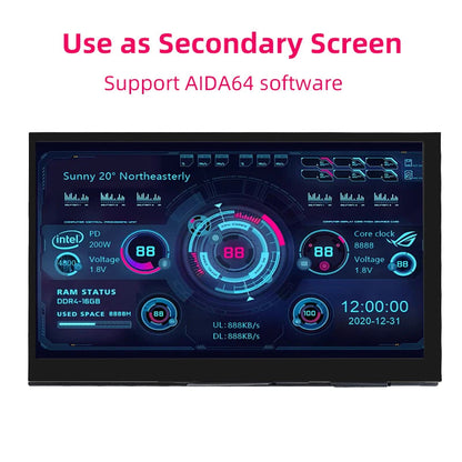 7 Inch Portable Display IPS LCD Capacitive Touch Screen 1024x600 Monitor Optional Speakers for Raspberry Pi 5 4B 3B+ Laptop PC Mary's For You