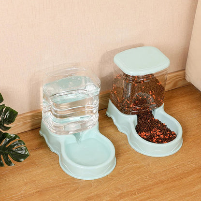 Pet automatic feeder cat drinking water bowl cat bowl dog bowl 3.8L large capacity combination grain storage barrel pet supplies Mary's For You