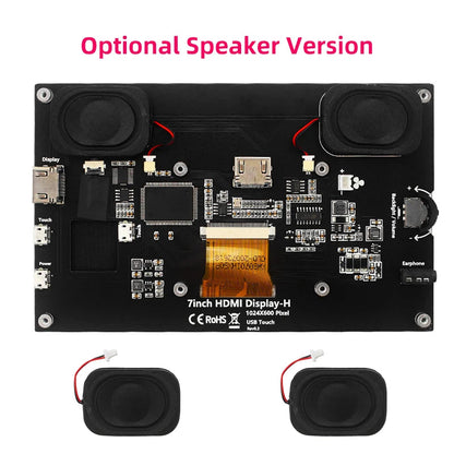 7 Inch Portable Display IPS LCD Capacitive Touch Screen 1024x600 Monitor Optional Speakers for Raspberry Pi 5 4B 3B+ Laptop PC Mary's For You
