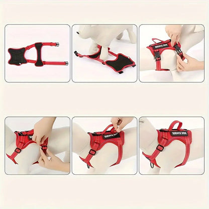 Service Dog Harness & Leash Set with 1pc Folding Bowl Reflective Adjustable Dog Vest Harness Soft Oxford Pet Harness For Small M Mary's For You