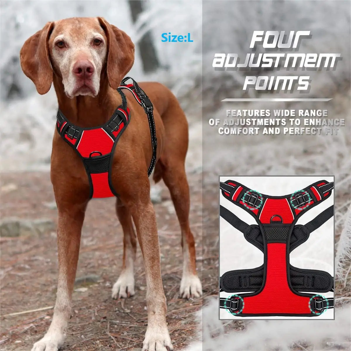 No Pull Dog Harness Front Clip Heavy Duty Reflective Easy Control Handle for Large Dog Walking Mary's For You